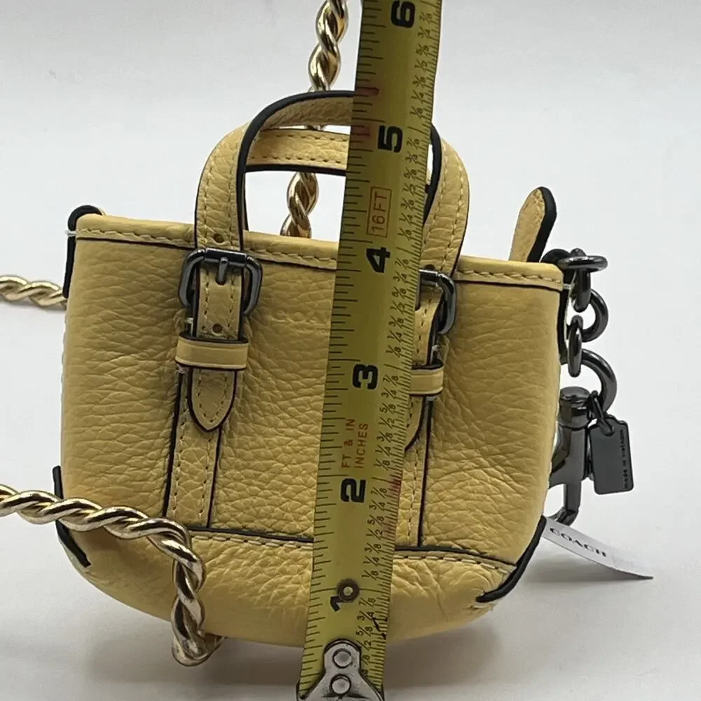 Coach CBK81 Mini Tote Looking Bag Charm Or Coin Wallet Yellow Pebbled Leather